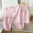 thumbnail image 2 of Chbgutlmr Girls Clothes 2pc Outfits Sleeveless Bowknot Cute Shirts Baggy Comfy Pants Children Casual Sets, 2 of 5