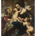 thumbnail image 3 of Jürgen Ovens 12x13 Black Modern Framed Museum Art Print Titled - Portrait of a Woman with Four Children, Depicted as Caritas (1650 - 1678), 3 of 5