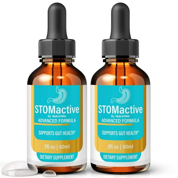 (2 Pack) STOMactive Drops – Gentle Gut & Digestive Support Formula for Balance & Wellness | Easy-to-Use Liquid for Everyday Use (60 Servings)