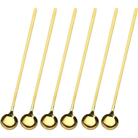 6 PCS 9.5-Inch / 5.2-Inche Ice Tea Spoons, Espresso Spoon, Coffee Spoon, Stainless Steel Spoons for Cocktail Stirring, Mixing, Tea