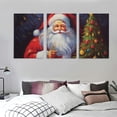 thumbnail image 3 of Nawypu  Santa Portrait Canvas Wall Art Print, Susan Comish Holiday Painting, Santa Claus with Bells and Christmas Tree Artwork,12''x16''X3 Panels, 3 of 4