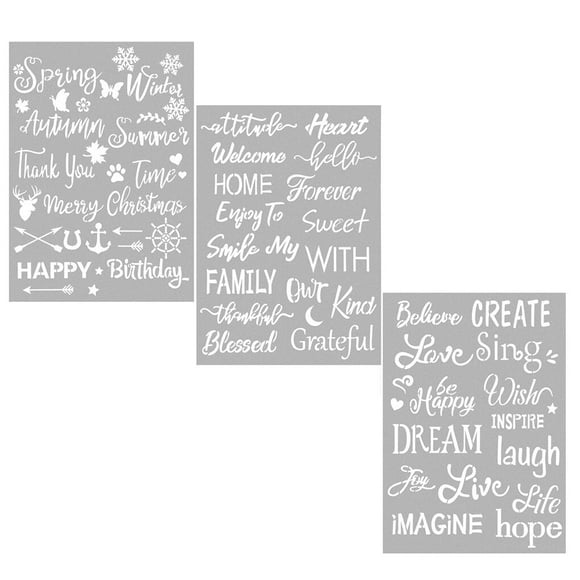 Billuyoard 3 unids/set surtido de plantillas de pintura de palabras, plantilla de letras del alfabeto portátil, Kit surtido, manualidades DIY, Decoración del hogar