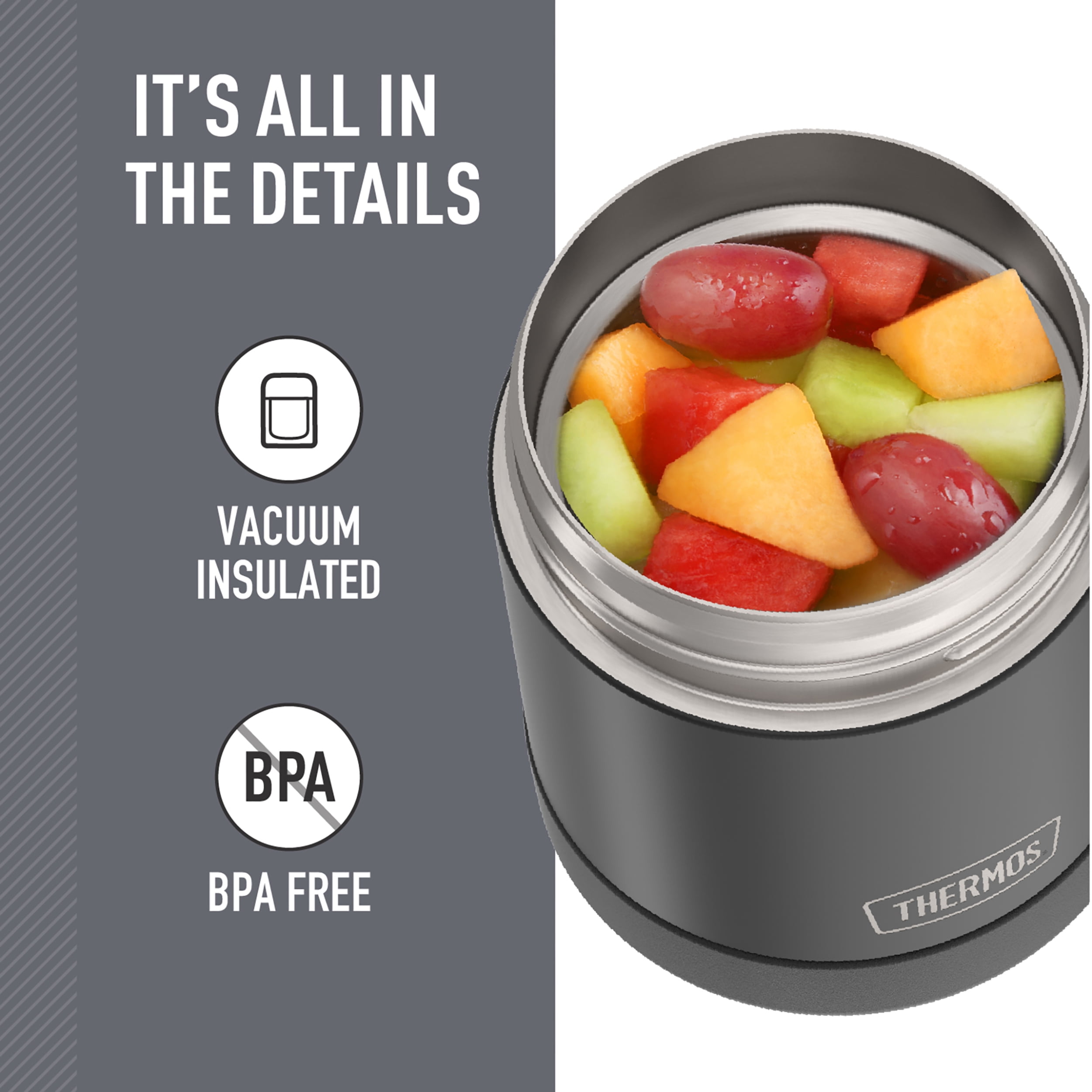 (4 pack) Thermos Vacuum Insulated Food Jar, Matte Black, 10oz