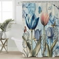thumbnail image 2 of Extra Long Shower Curtain 72x96 Inch, Colorful Tulips Shower Curtain Waterproof Bathroom Decor Spring Pastoral Flowers Retro Butterfly Fabric Bath Curtain Set Accessories with Hooks, 2 of 6