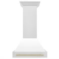 thumbnail image 3 of ZLINE 30 In. Autograph Edition Wall Mount Range Hood in DuraSnow Stainless Steel with White Matte Shell and Champagne Bronze Han, 3 of 5