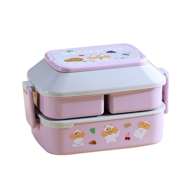 Caja de Almuerzo de Doble Capa Del Compartimiento de Bento, Caja de Almuerzo Aislada Del Estudiante, Caja de Almuerzo Portátil Del Compartimiento de Microondas Caja de Almuerzo Aislada