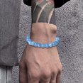 thumbnail image 4 of 1 elastic aquamarine gemstone bracelet with 8mm 9mm beads, suitable for birthday gifts for men and girls, 4 of 5