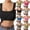 #02 Black, variant on Women's U-Back Ribbed Square Neck Tank Tops, Built-in Bra with Removable Pads, Sleeveless Workout Yoga Athletic Tops for Summer Casual Wear ,M,Pink
