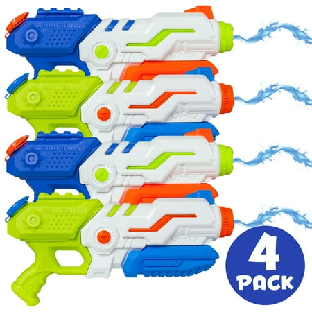 Best Choice Products Set of 4 Kids Outdoor Multicolor Water Gun Soaker Blasters w/ Pump-Action, 1.3L Capacity, 20ft (Best Water Spray Gun)