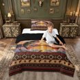 thumbnail image 2 of meiyoeat Rustic Aztec Frame Sunset Bass Fishing Twin Comforter Sets for Men, Lake Wave Wildlife Bedding Set, Brown Gold, Black Reversible, 2-Piece, 1 Comforter and 1 Pillowcase, 2 of 6
