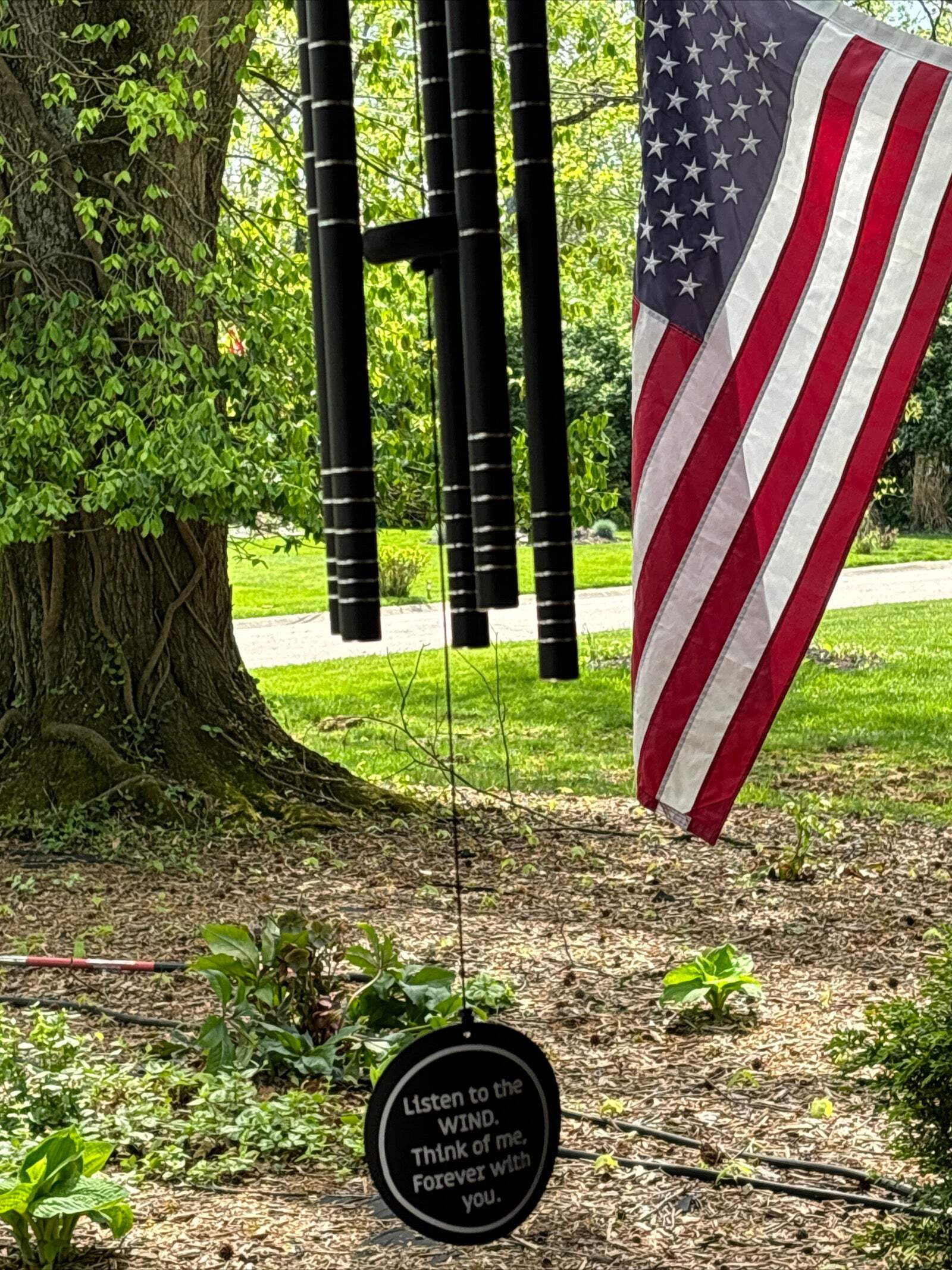 On Angel's Wings Personalized Memorial Premium Wind Chimes 41 inch long