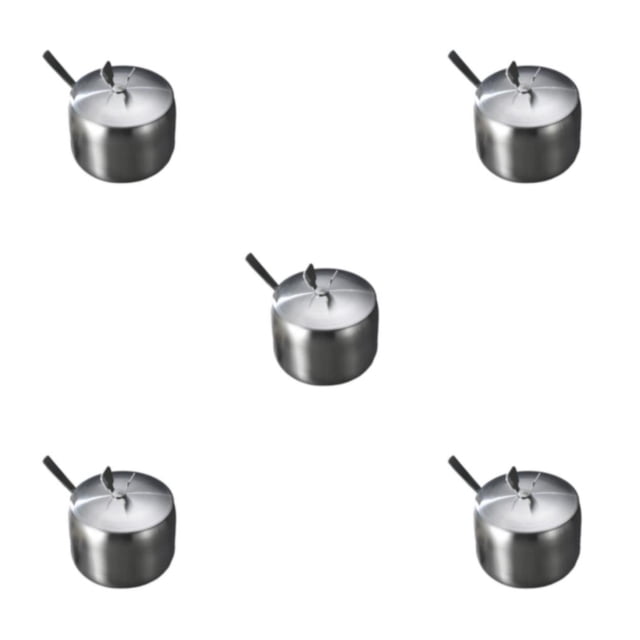 Injueey Stainless Steel Sugar Bowl Tea Spice Kitchen Container Gadgets Spoon and Pepper Seasoning with Jar Lid Salt Pot Type2 NO2
