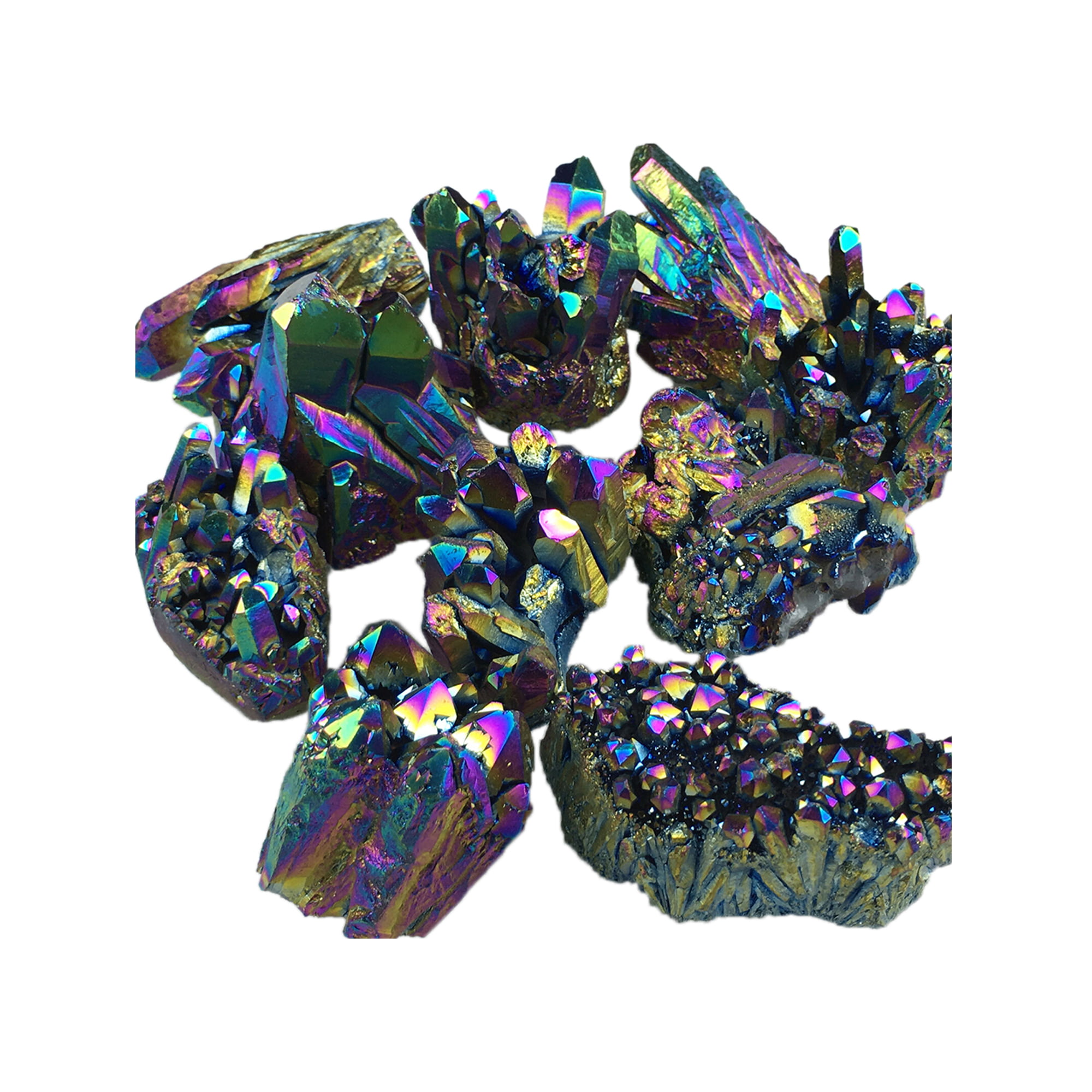 Top Quartz Crystal Rainbow Titanium Cluster VUG Mineral Specimen Healing US GIFT 