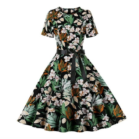 

Dress for Women 2022 Valentines Dress for Women Women s Crew Neck Dresses for Women Beach Floral Print Short Sleeve Zipper Swing Dress Women s Dresses Long Sleeve Dress Clearance 2023 Green XL