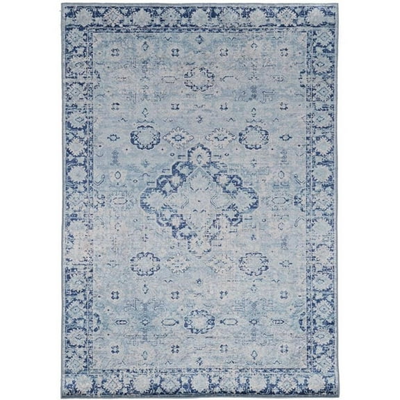 Riverbay Furniture Traditional Woven Polyester 5'x7' Rug in Blue