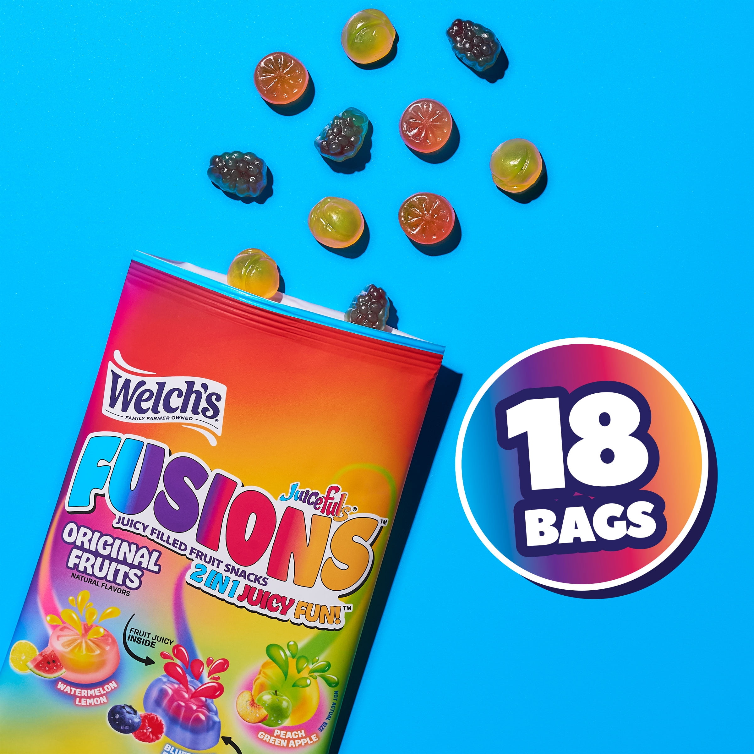 Welch's Fusions Original Fruits, Fruit Snacks, 2 oz, 18 Count