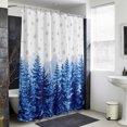 thumbnail image 4 of Blue Christmas Shower Curtain - Water Repellent Fabric Shower Curtains Washable, Winter Xmas Trees Snowflakes Rustic Decorative Polyester Cloth Bathroom Curtains Modern Bath Decor 36"x72", 4 of 8