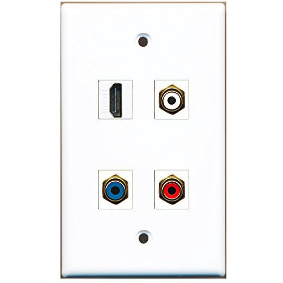 RiteAV - 1 Port HDMI 1 Port RCA Red 1 Port RCA White 1 Port RCA Blue Wall Plate