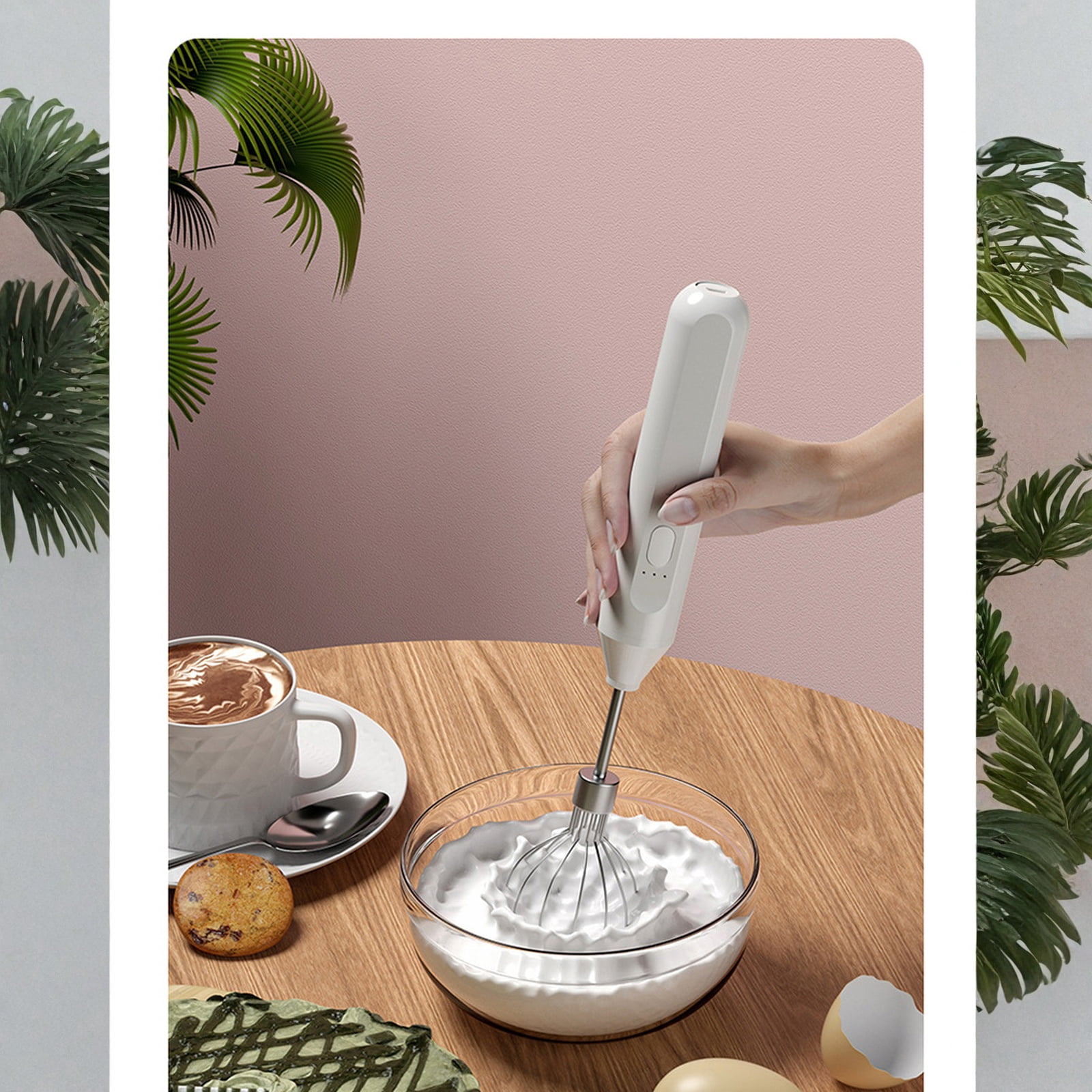 Cordless Mixer Handheld, Hand Mixer Electric Handheld, Metal Whisk Stainless Steel, Electric Matcha Whisk, Hand Mixer for Baking, Electric Whisk Frother, Handheld Frother Whisk,