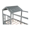 thumbnail image 6 of Twin House Bed, Wood Montessori Floor Bed with Drawer, Low Canopy Platform Bed Frame with Roof and Window, Playhouse & Space-Saving Design House Bed Frame with Slat for Kids Teens Boys Girls, Gray, 6 of 9