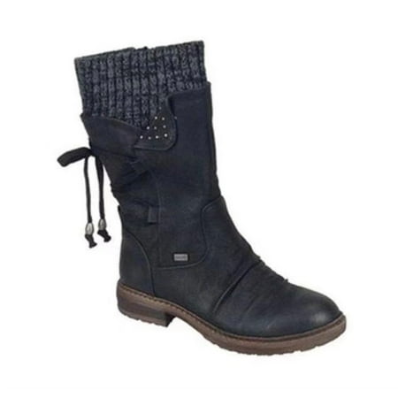 

Premium Women\ s Winter Warm Back Lace Up Snow Boots Waterproof PU Leather Sneakers Outdoor Hiking Boots Work Shoes