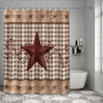 thumbnail image 3 of Shower Curtain Barn Star Berry Bathroom Curtains with Hooks, Waterproof Fabric Wooden Brown Buffalo Plaid Bath Shower Curtains Set for Bathroom Bathtubs Decor 36x72 Inch, 3 of 9