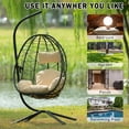 thumbnail image 6 of Egg Chair with Stand, Indoor Outdoor PE Wicker Hanging Egg Chair, Patio Swing Chair Basket Chair Hammock Chair with Stand for Bedroom Living Room Balcony, Beige, 6 of 10