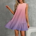 thumbnail image 6 of cocolona Summer Sleeveless Mini Dress Crew Neck Ruffle Flowy Tank Dress Fashion Casual Gradient Color Holiday Beach Sundress L, 6 of 7