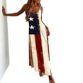 thumbnail image 7 of Xdegoge American Flag Print Maxi Dress for Women Fourth of July Summer V Neck Spaghetti Strap Beach Sundress Flowy Sleeveless Long Dress Patriotic Party Outfit, 7 of 7