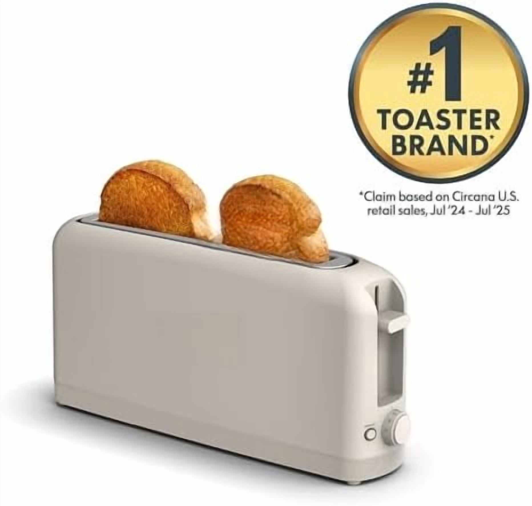 2 Slice Slim Toaster, Fits-anywhere™ Kitchenware, 6 Setting Shade Control with Reheat & Cancel Buttons, Fits sourdough, 10” Long Slot, Anti Jam & Auto Shutoff, 900 Watt, Oatmilk