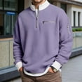 thumbnail image 2 of Men's Waffle Long Sleeve Quarter Zip Color Block Collar Sweatshirt Color Purple Size XXXXXL, 2 of 4