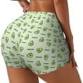 thumbnail image 2 of Wukai Green Avocado Print Pack Biker Shorts for Women Yoga Workout Gym Running Scrunch Active Shorts-Small, 2 of 8