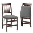 thumbnail image 3 of EOP Folding Dining Chairs Set of 2, Wooden Foldable Dining Room Chairs for Kitchen & Small Spaces, Mid Century Modern Upholstered Kitchen chairs, No Assembly Required, Dark Gray, 3 of 11