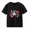 thumbnail image 4 of Amidoa Girls Short Sleeve Graphic Crewneck Summer Independence Day T Shirts Kids Casual Tops Black Size 12, 4 of 7