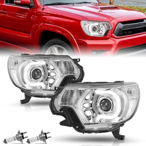 [Upgrade] CHROME & CLEAR Projector LED DRL Headlights Set for Tacoma 2012-2015