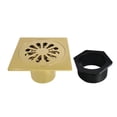thumbnail image 7 of Kingston Brass BSF4161BB Watercourse Sunburst 4-Inch Brass Square Grid Shower Drain with Hair Strainer in Brushed Brass, 7 of 7