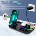 thumbnail image 2 of Srliya Wireless Charger, 3 in 1 Wireless Charging Station with Digital Clock and Colorful Light, for Apple Watch/iPhone/13/12/11/Pro/Pro Max Samsung Galaxy S6 Series Phone With QC3.0 Adapter-Black, 2 of 5