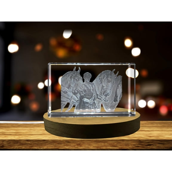 Diomedes and his Mares 3D Engraved Crystal 3D Engraved Crystal Keepsake/Gift/Decor/Collectible/Souvenir