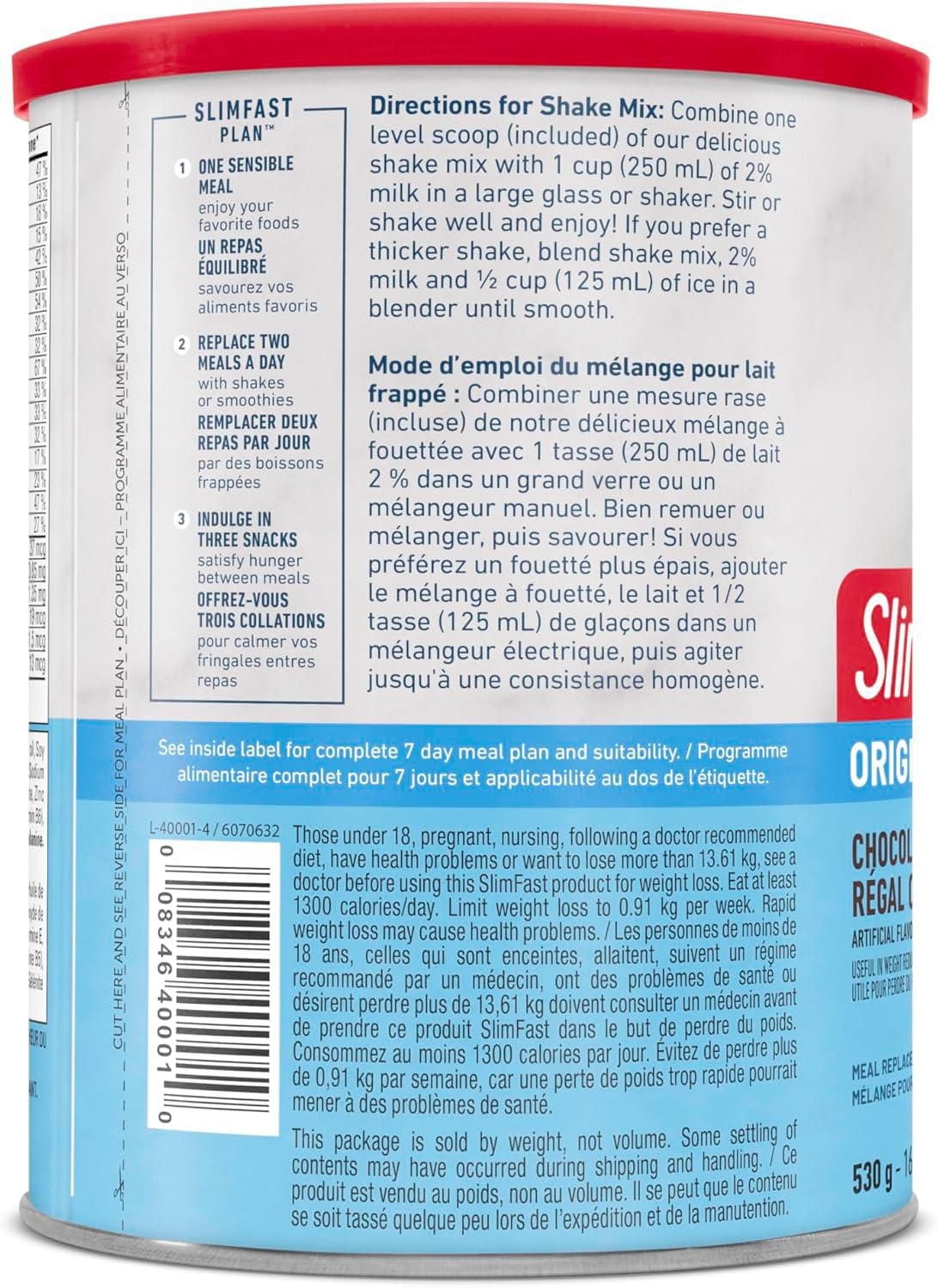 SlimFast Original Chocolatey Royale Meal Replacement Shake Mix, 530 g