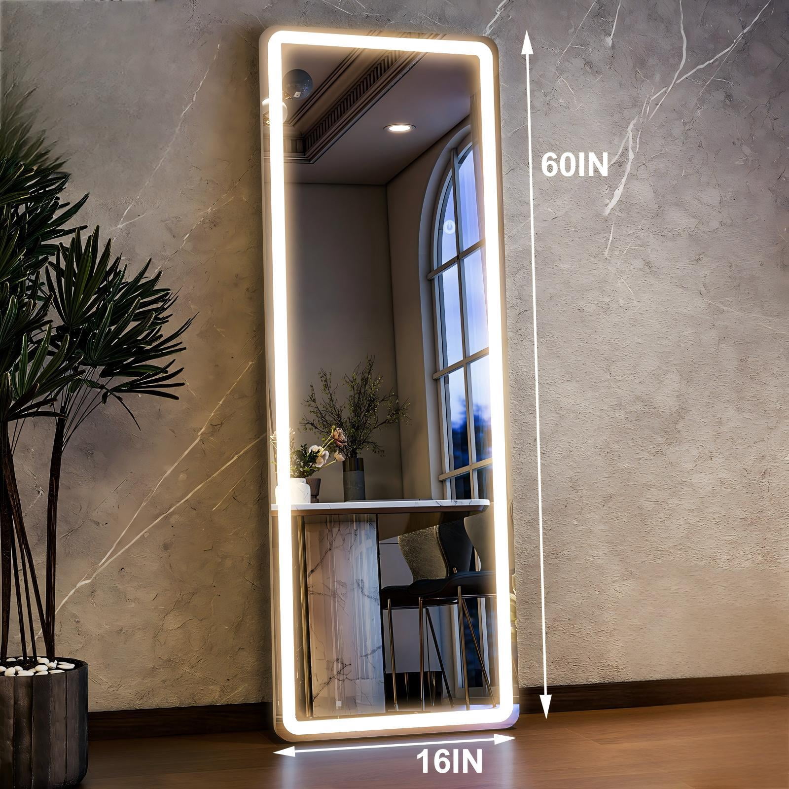 VORENTA 16"x60" Rectangular Standing Mirror Full Length Mirror with LED Lights,White