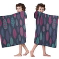 thumbnail image 4 of Multicolor Feather Pattern Hooded Bath Towel，50"x30" for Ages 3 To 12 Kids, Quick Dry Lightweight Soft Microfiber Hood Beach Towel Cover Up for Kids, 4 of 7