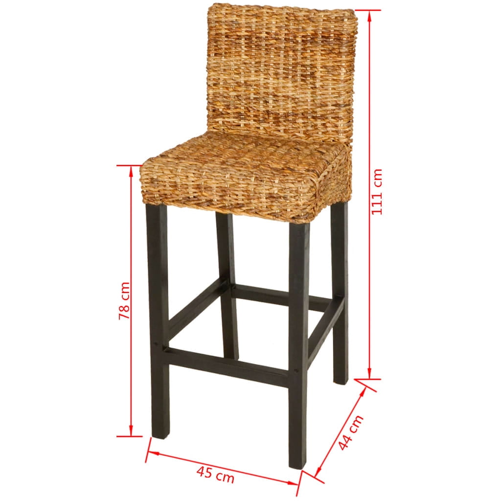 vidaXL Bar Stool Set of 2 Dark Brown Mango wood Standard Durable