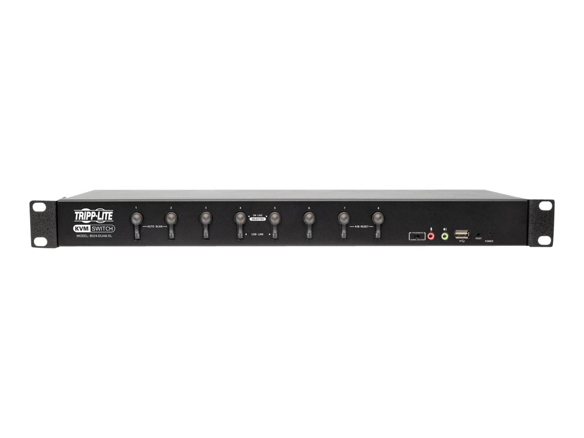 Tripp Lite 8-Port DVI/USB KVM Switch with Audio and USB 2.0 Peripheral Sharing, 1U Rack-Mount, Dual-Link, 2560 x 1600 - KVM / audio / USB switch - 8 x KVM / audio / USB - 1 local user - rack-mountable - TAA Compliant - image 3 of 7