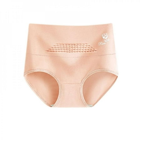 

D8 Ladies Anionic Particles Honeycomb High Waist Belly Closed Breathable Panties Rose Print Cotton Briefs