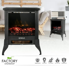 Geniqua White 17 Electric Fireplace Heater Freestanding Wood Fire
