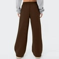 thumbnail image 3 of Women's Drawstring Sweatpants Wide Leg Thermal Winter Warm Baggy Sweat Pants with Pockets Coffee L, 3 of 5