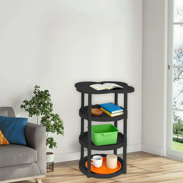 Modern Sofa Side Table with Storage Shelf, Small End Table for Living Room, Bedside Nightstand, Couch Table with 4-Tier Floor Stand, Compact Coffee Table for Small Spaces, Mobile Accent Table