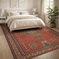 thumbnail image 3 of ODIKA 8'x10' Warm Terracotta Geometric Medallion Washable Area Rug Intricate Symmetrical Pattern with Borders for King Size Bedroom Under Bed, Master Suite, Non-Shedding, Easy Care, 3 of 7