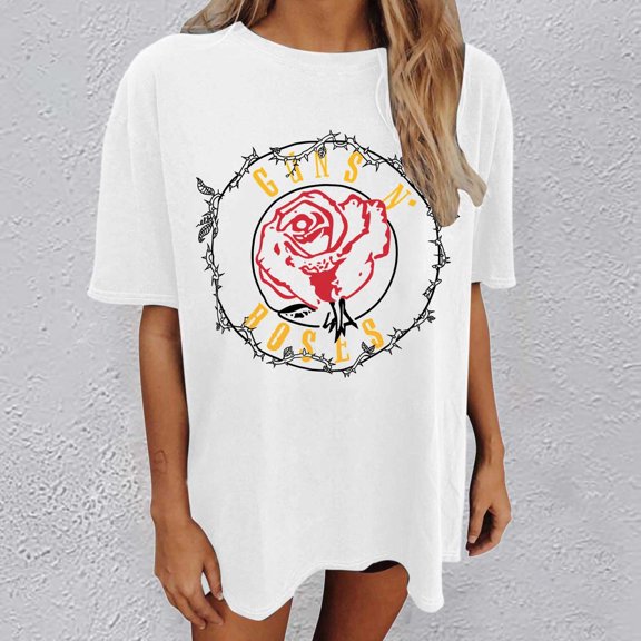 Graphic Tennis Tees for Women Women’s T-Shirts Oversized Graphic Tops for Casual Everyday Wear Blend Tee with Prints Comfortable Fit White 3XL