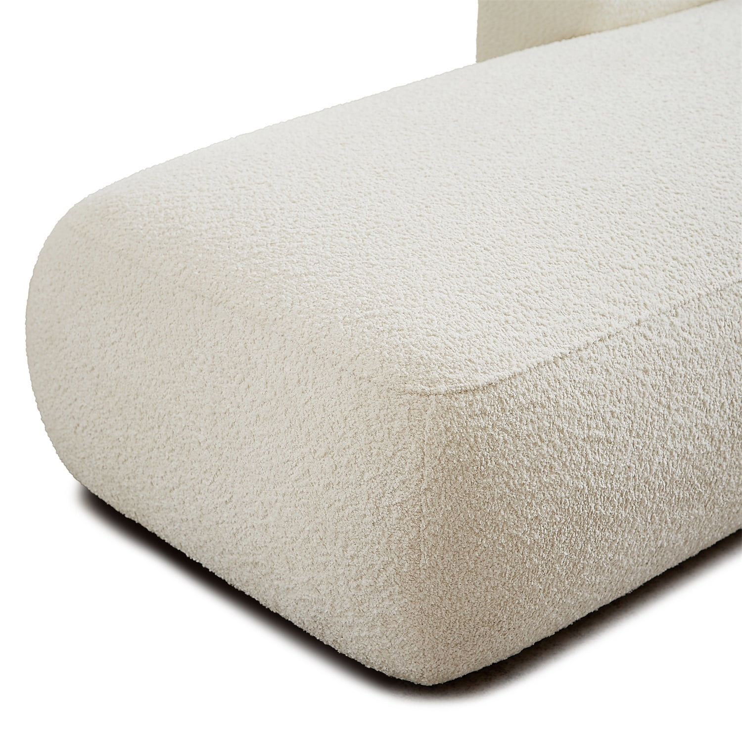 Hommoo 64" Boucle Upholstered Chaise Lounge Chair, Modern Tufted Leisure Sofa Chaise Sofa for Living Room, with Right Arm, Cream